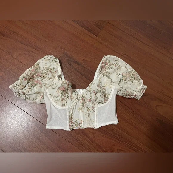 Vintage bracelet embroidered Y2K top bubble sleeves size small - Picture 3 of 7